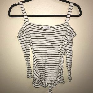 Lucky Brand Striped Long Sleeve Cold Shoulder Top